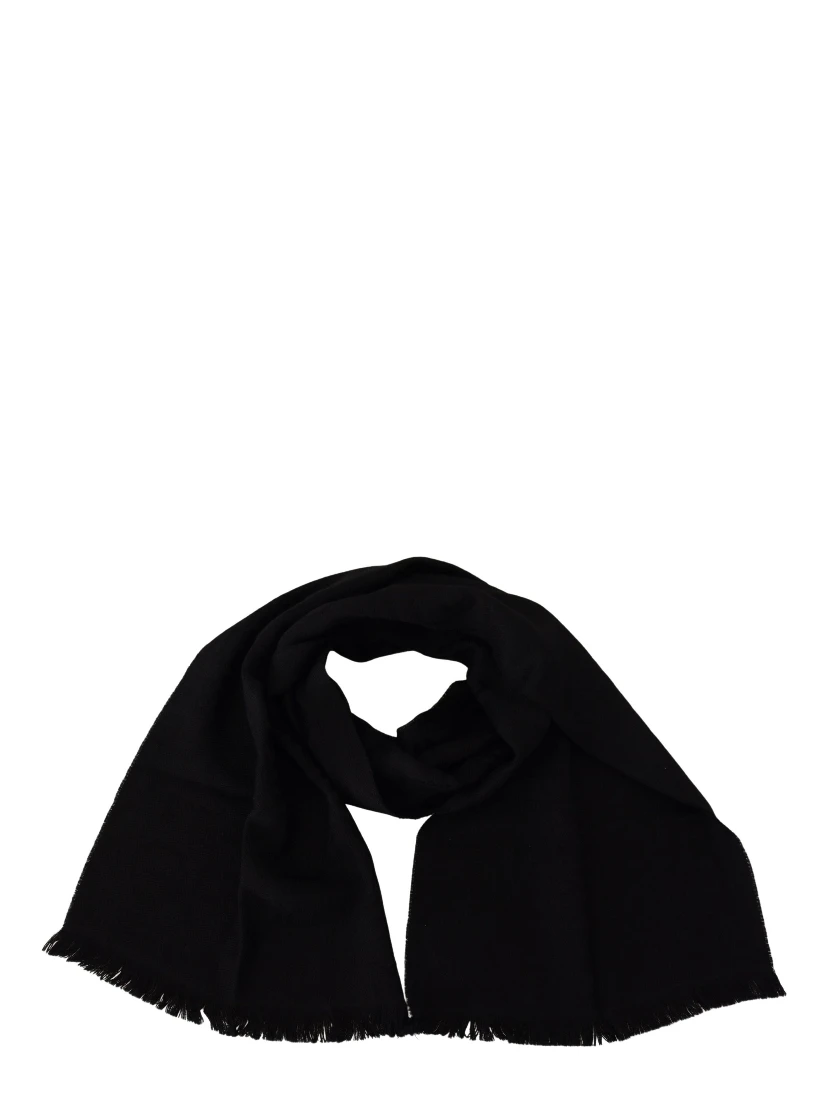 Black Wool Neck Wrap Shawl Fringes Scarf