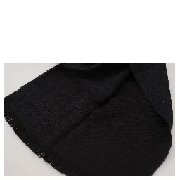 Black Wool Neck Wrap Shawl Fringes Scarf