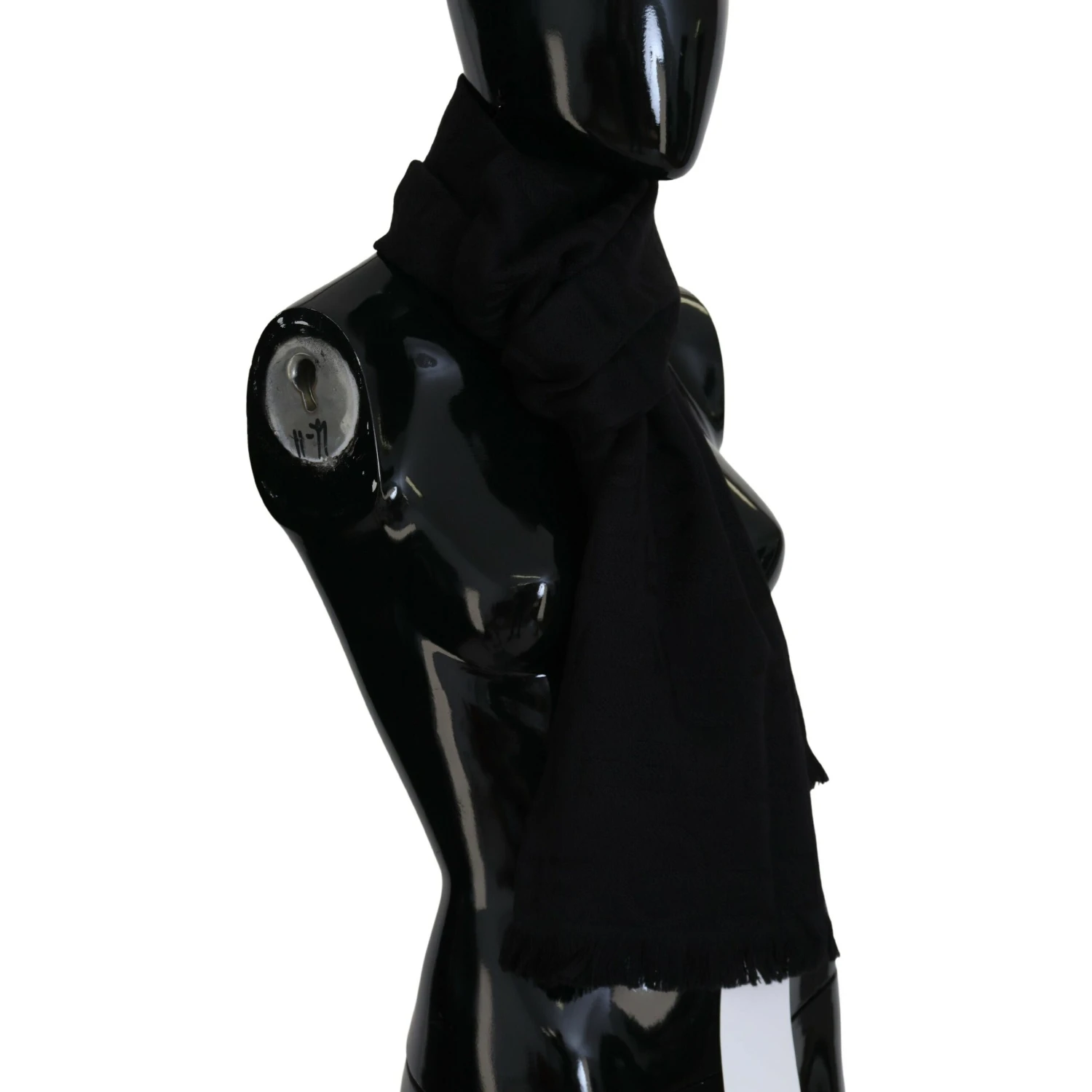 Black Wool Neck Wrap Shawl Fringes Scarf