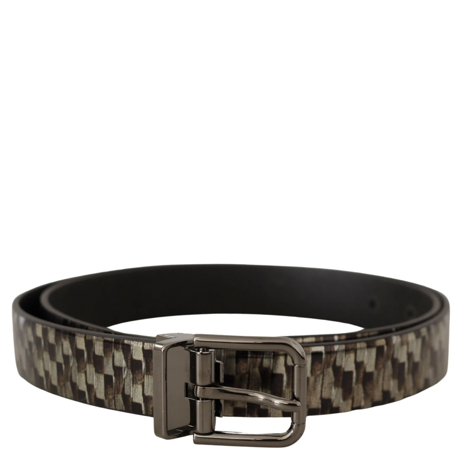 Brown Herringbone Leather Gray Belt