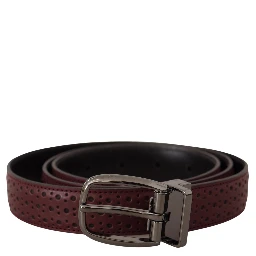 Brown Perforated Leather Metal Buckle Belt