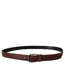 Brown Perforated Leather Metal Buckle Belt