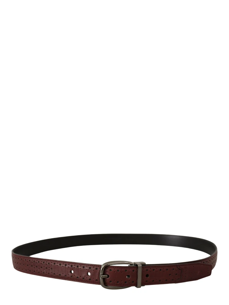 Brown Perforated Leather Metal Buckle Belt alternative
