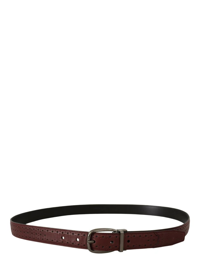 Brown Perforated Leather Metal Buckle Belt