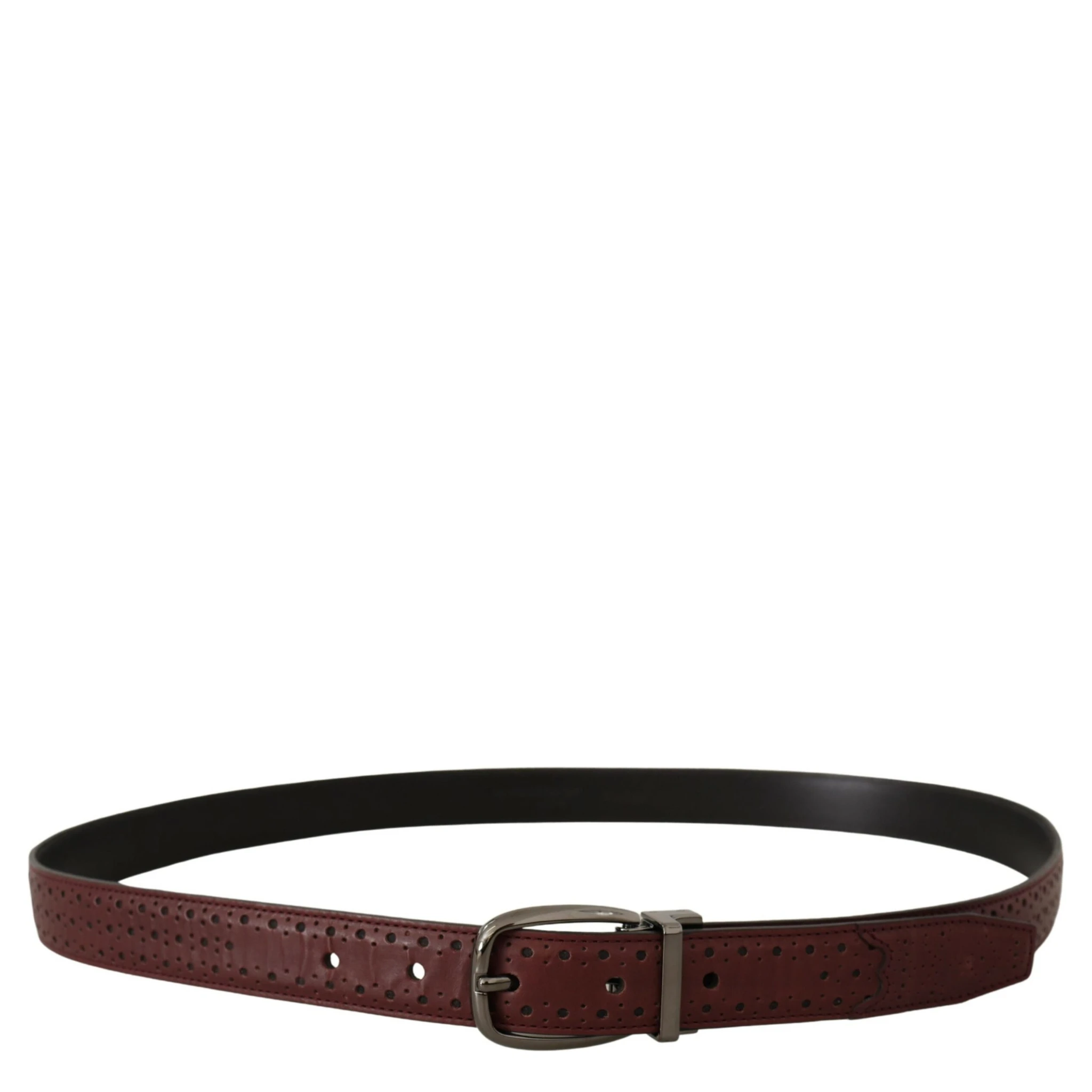 Brown Perforated Leather Metal Buckle Belt