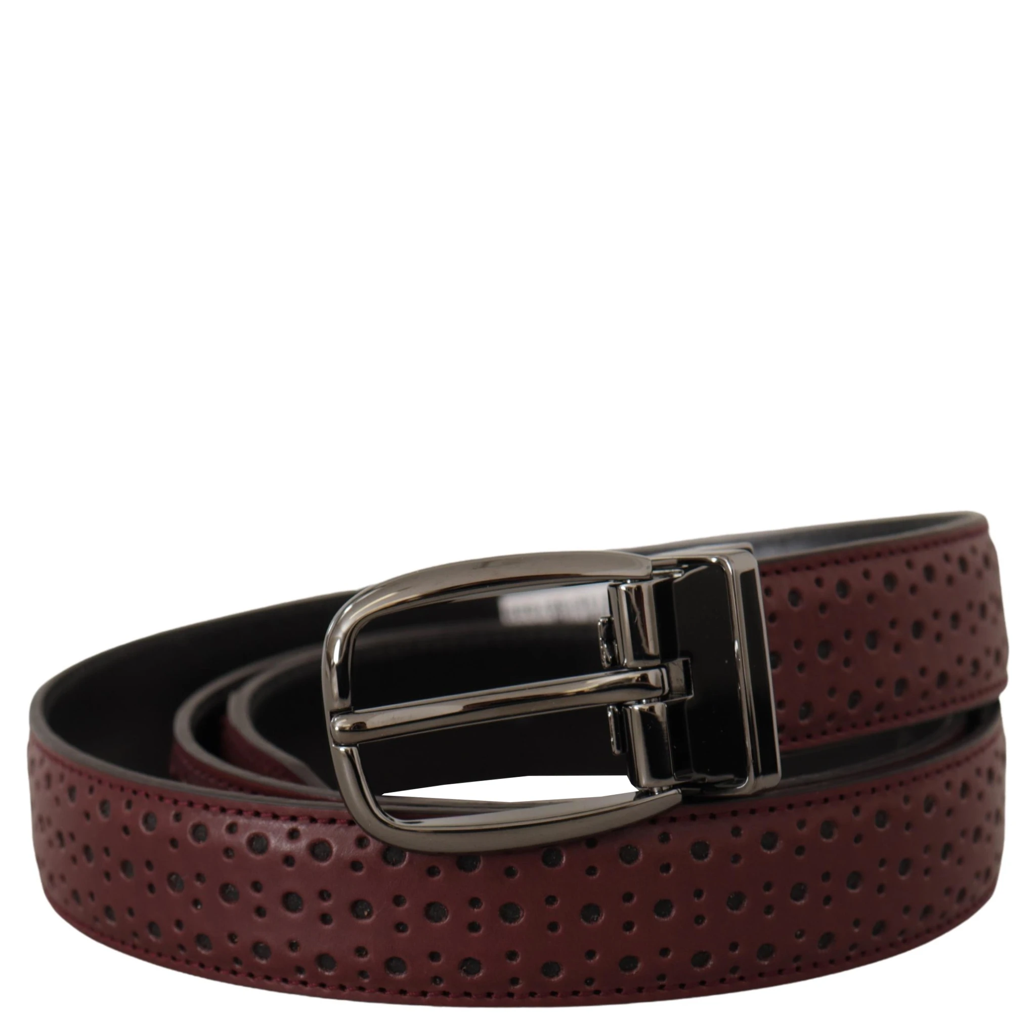 Brown Perforated Leather Metal Buckle Belt