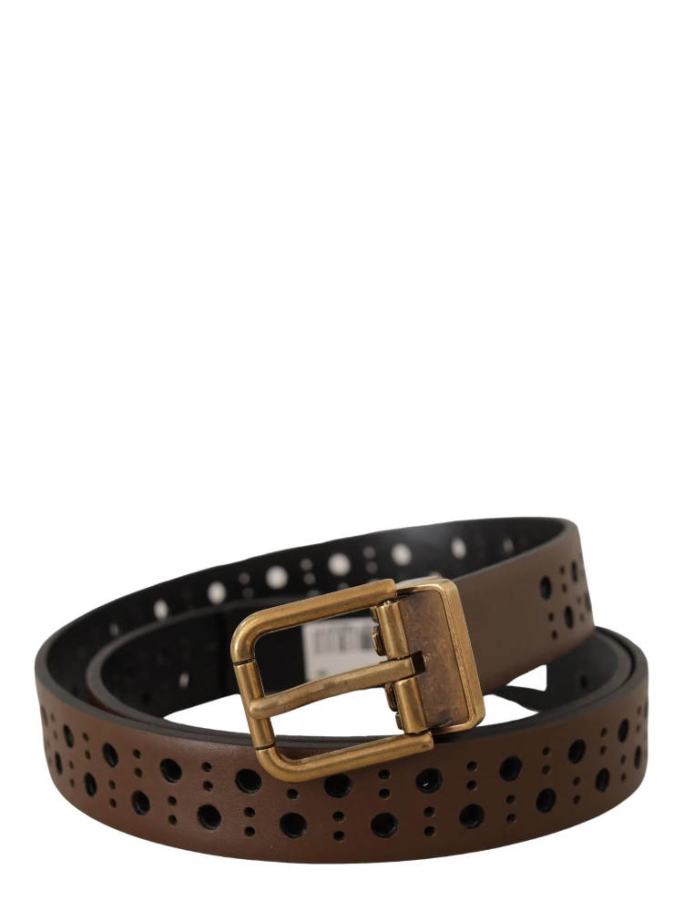 Brown Leather Perforated Crown Belt alternative