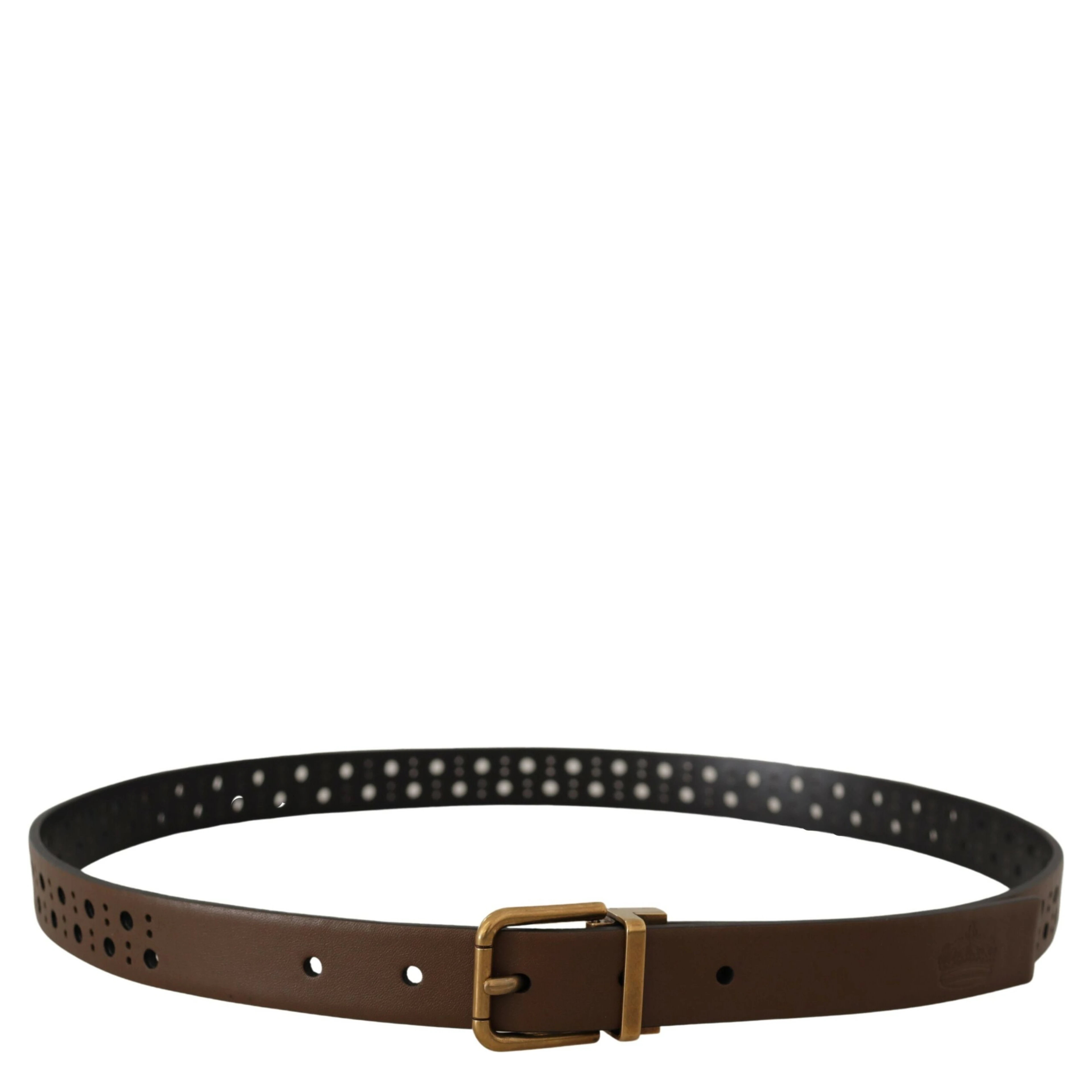 Brown Leather Perforated Crown Belt