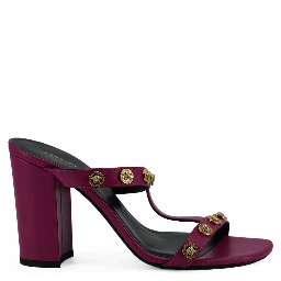 Purple Calf Leather High Heel Sandals
