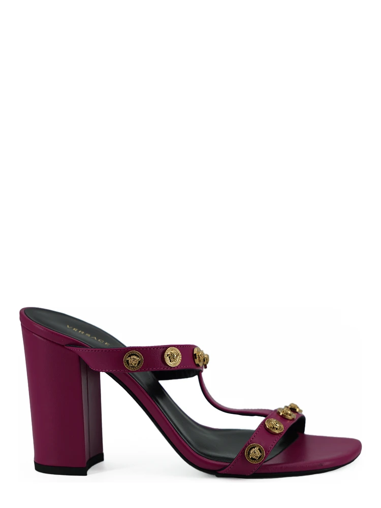 Purple Calf Leather High Heel Sandals