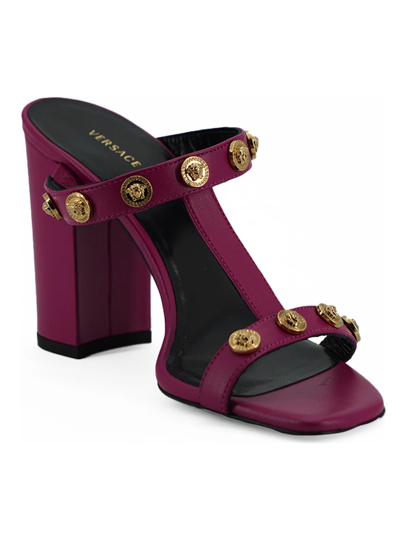 Purple Calf Leather High Heel Sandals