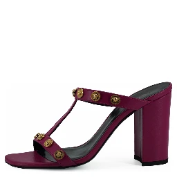 Purple Calf Leather High Heel Sandals