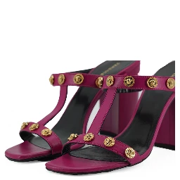 Purple Calf Leather High Heel Sandals