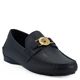 Navy Blue Calf Leather Loafers Shoes