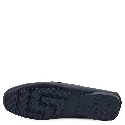 Navy Blue Calf Leather Loafers Shoes