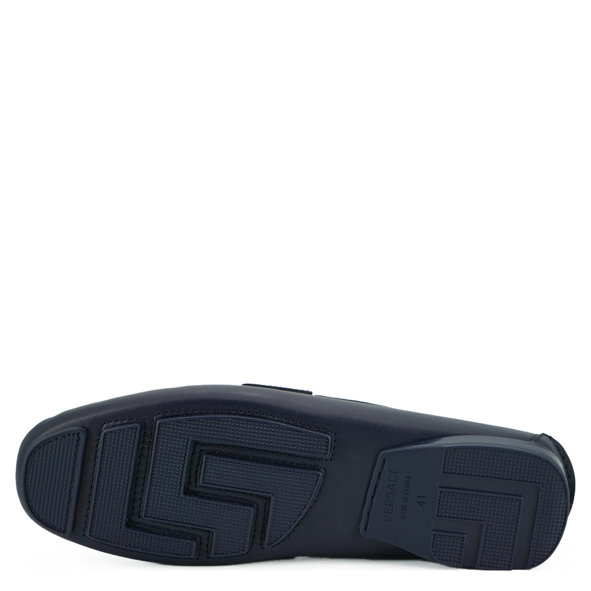 Navy Blue Calf Leather Loafers Shoes