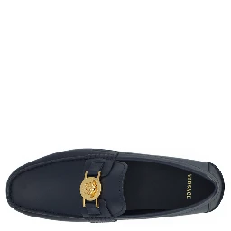 Navy Blue Calf Leather Loafers Shoes