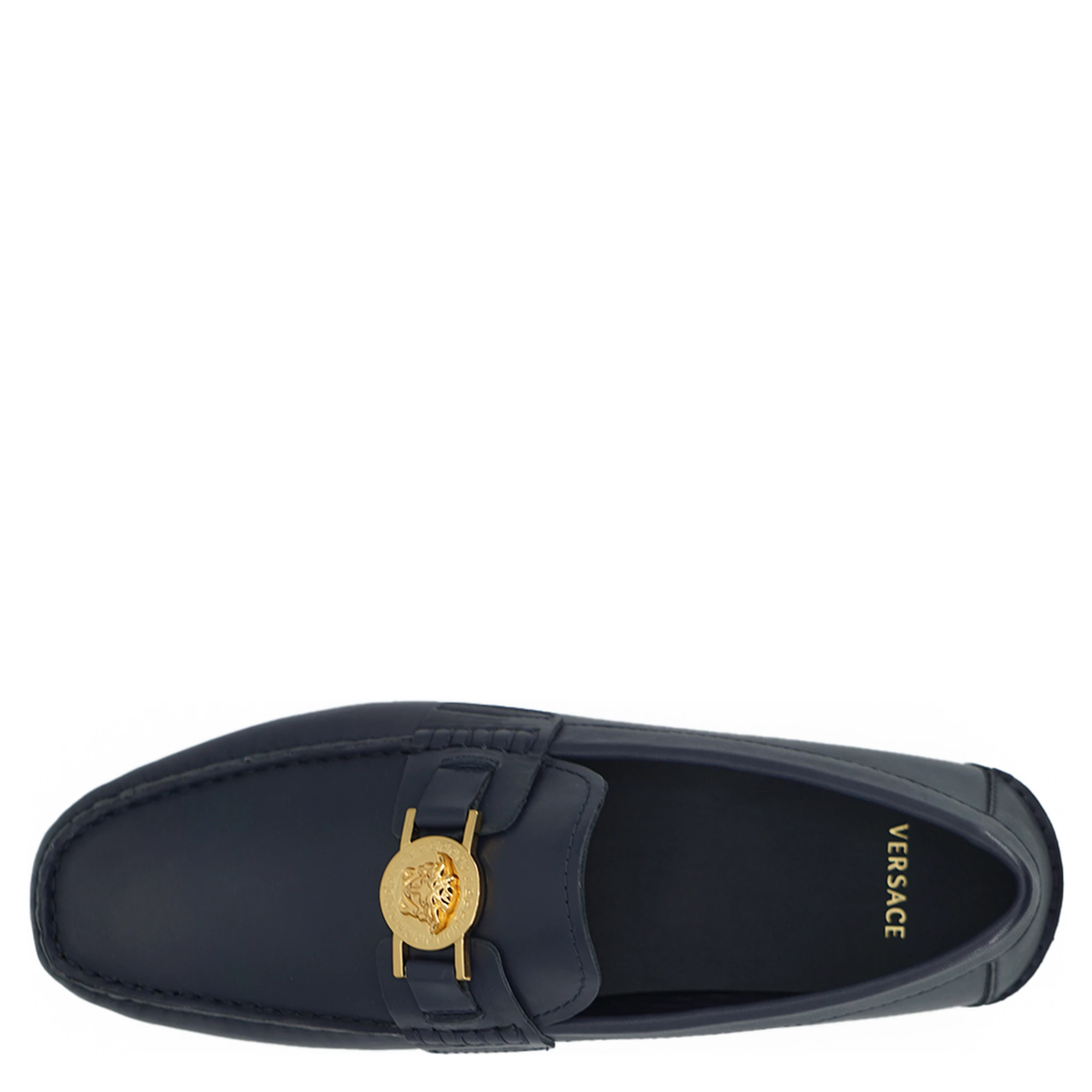 Navy Blue Calf Leather Loafers Shoes