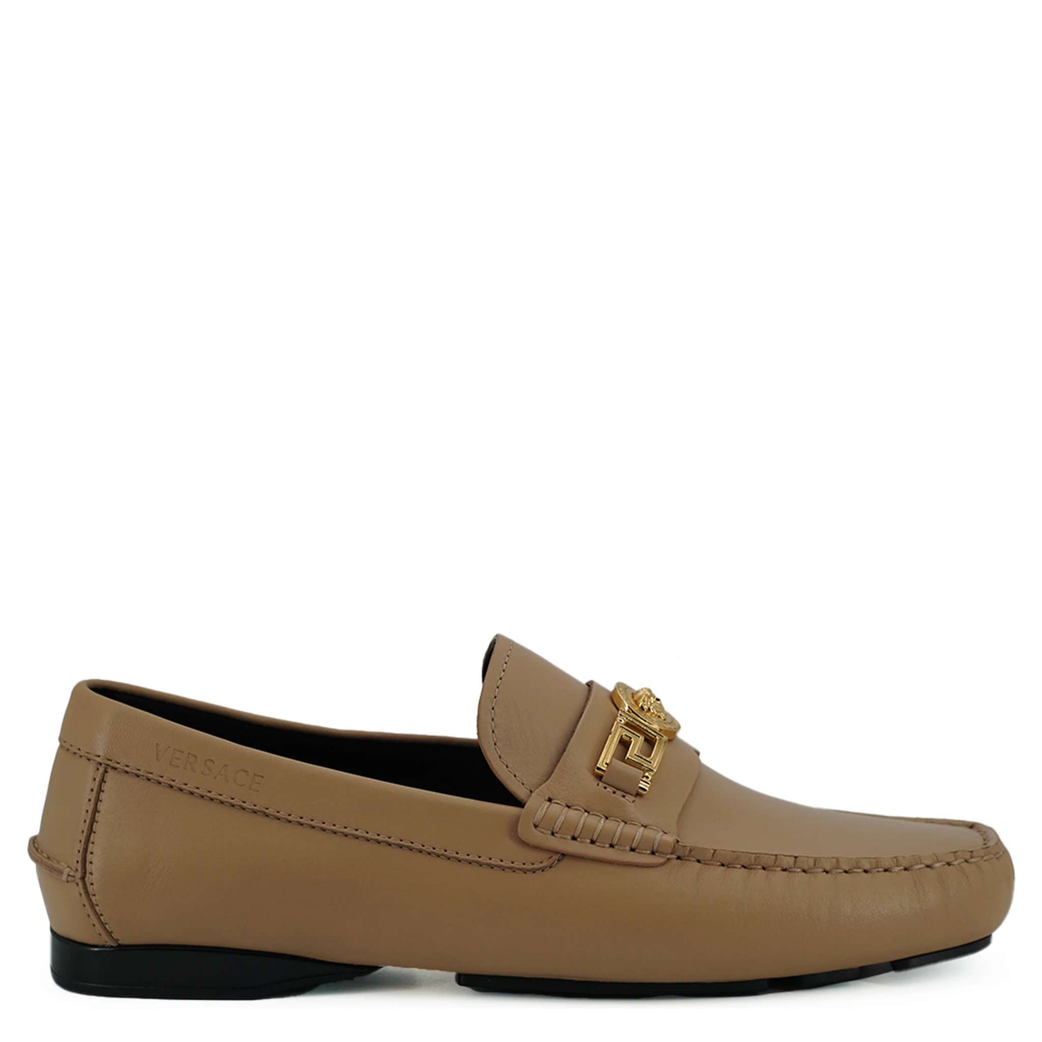 Beige Calf Leather Loafers Shoes