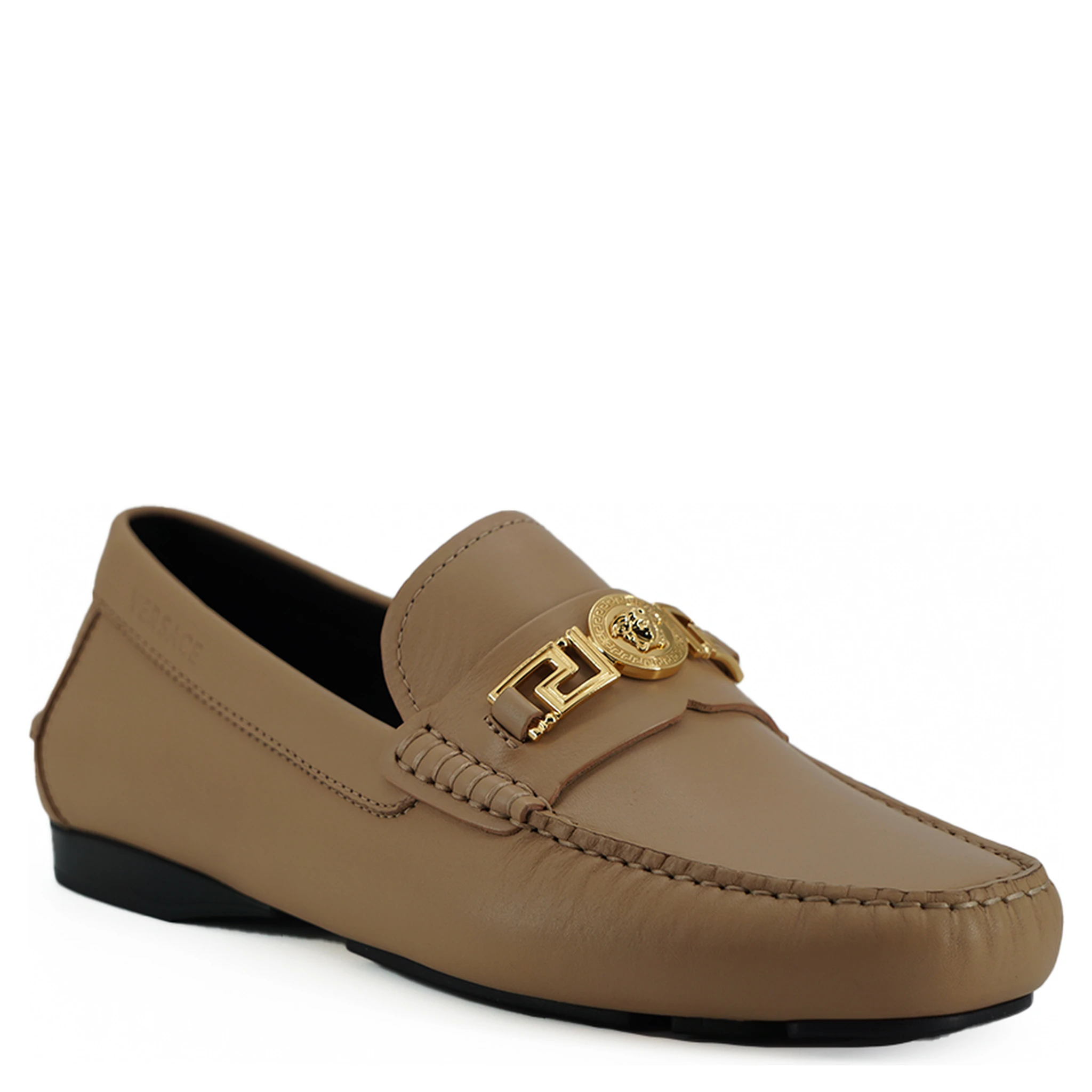 Beige Calf Leather Loafers Shoes
