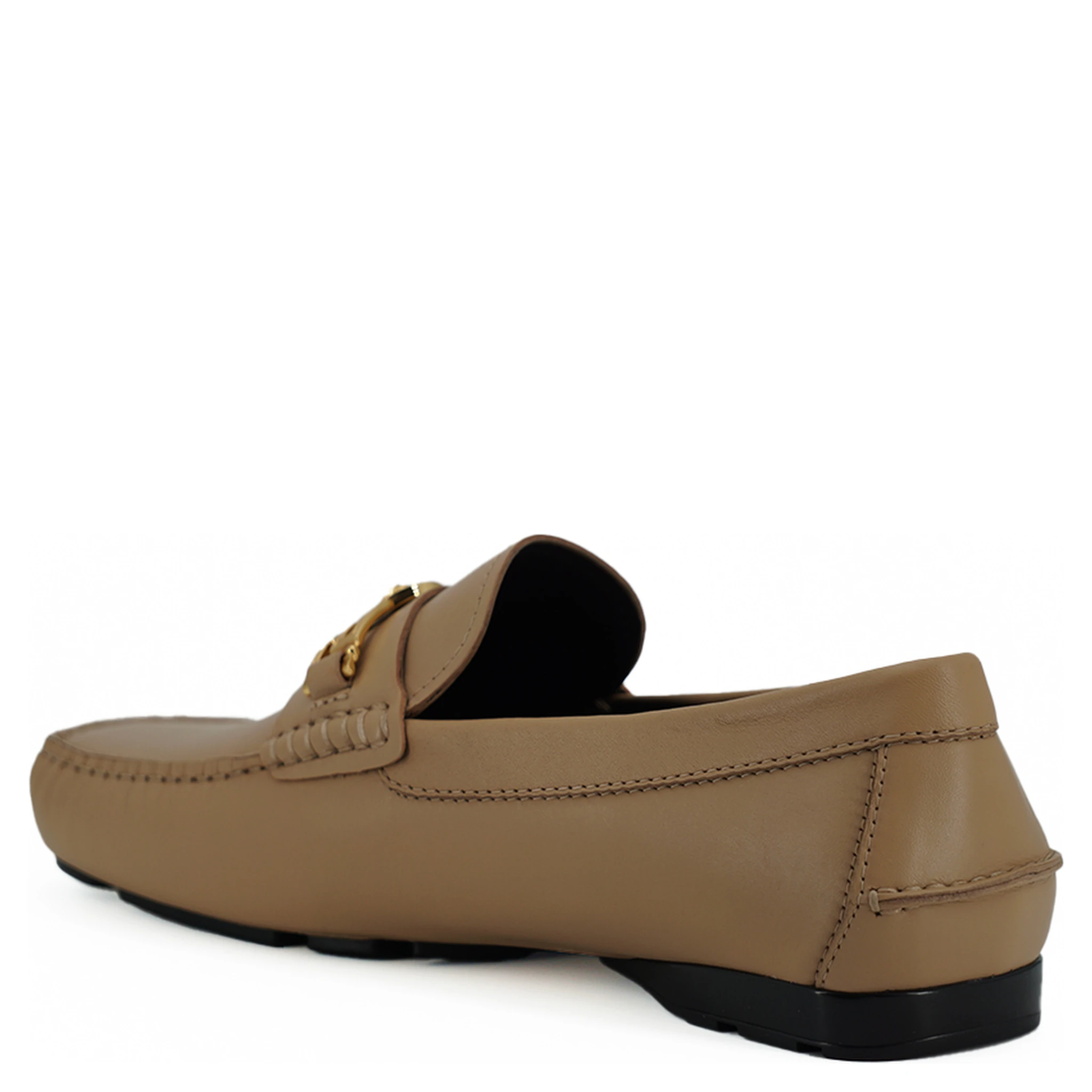 Beige Calf Leather Loafers Shoes