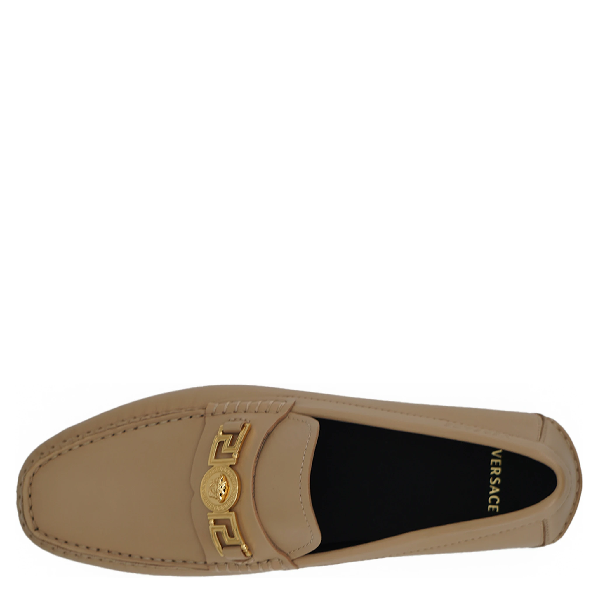 Beige Calf Leather Loafers Shoes