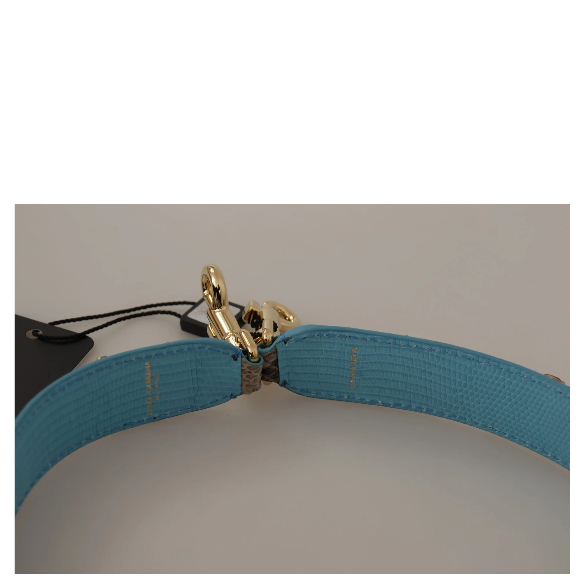 Brown Exotic Leather Crystals Shoulder Strap