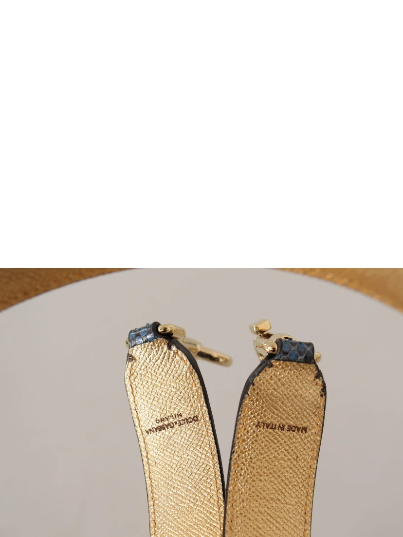 Blue Exotic Leather Crystals Shoulder Strap