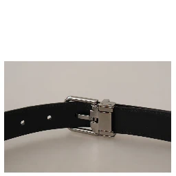 Red Exotic Leather Metal Logo Buckle Belt