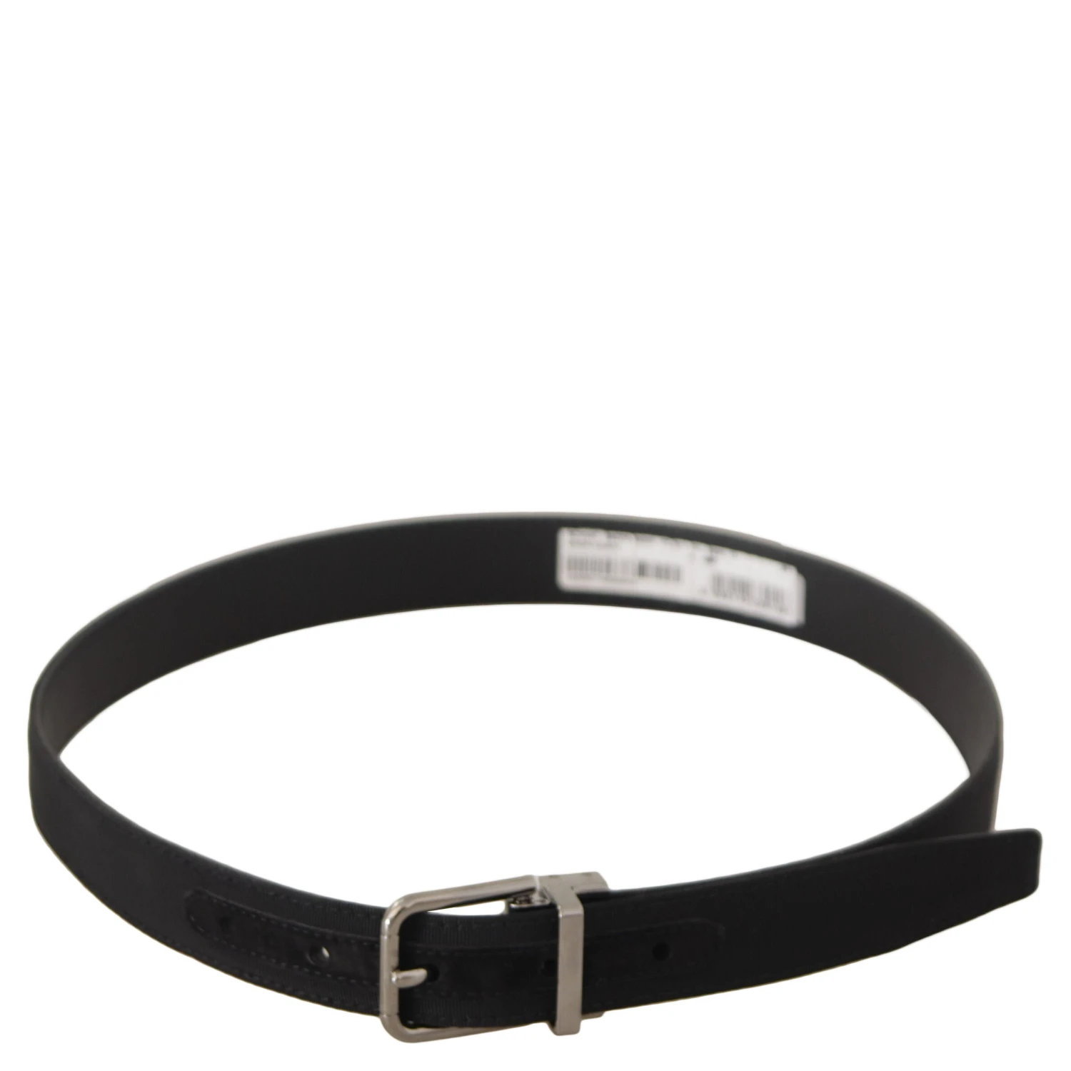 Black Canvas Leather Silver Tone Metal Buckle Belt