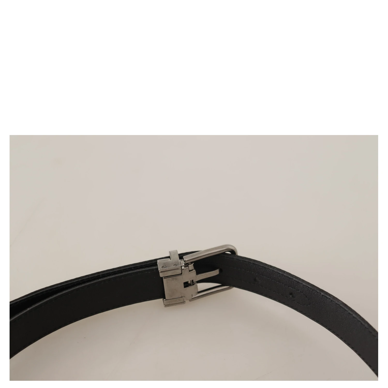Black Canvas Leather Silver Tone Metal Buckle Belt
