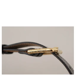 Black Solid Leather Classic Gold Waist Buckle Belt
