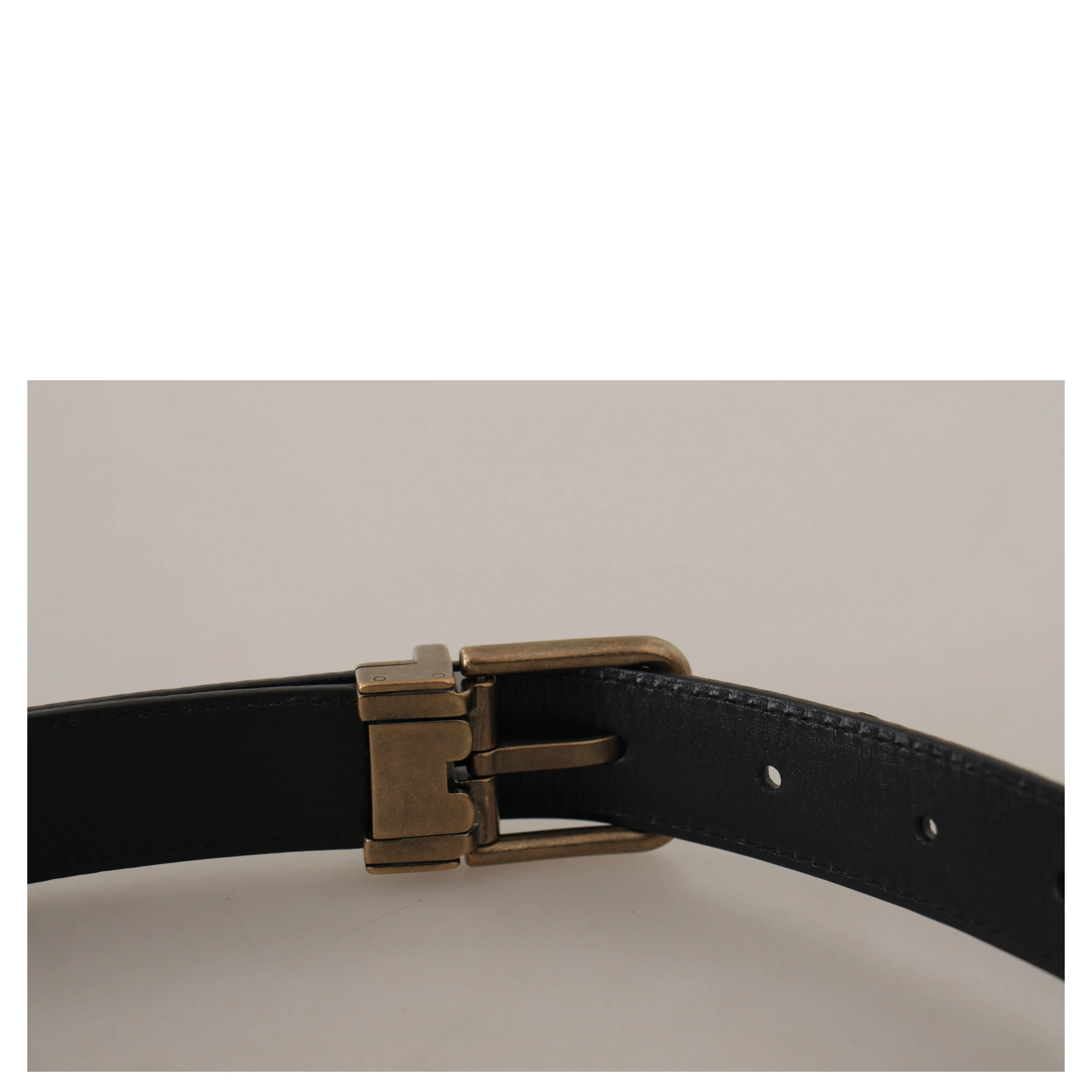 Brown Leather Leopard Print Bronze Metal Buckle Belt