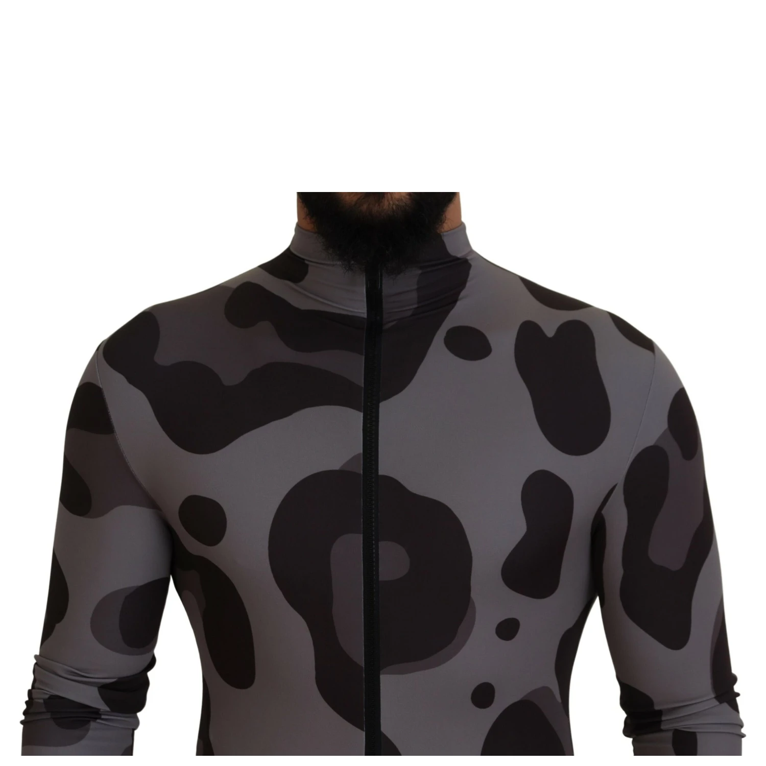 Gray Patterned Polyester Wetsuit Swimwear
