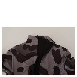 Gray Patterned Polyester Wetsuit Swimwear