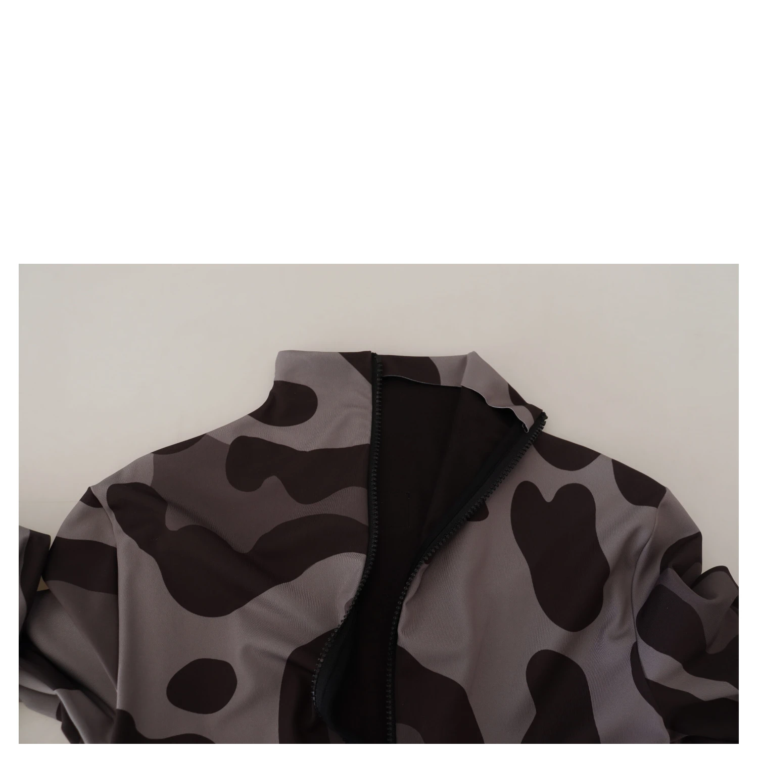Gray Patterned Polyester Wetsuit Swimwear