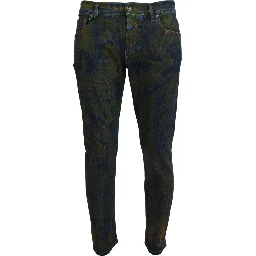 Blue Green Skinny Cotton Denim Jeans