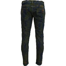 Blue Green Skinny Cotton Denim Jeans