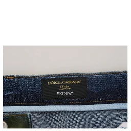 Blue Green Skinny Cotton Denim Jeans