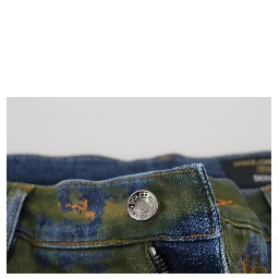 Blue Green Skinny Cotton Denim Jeans