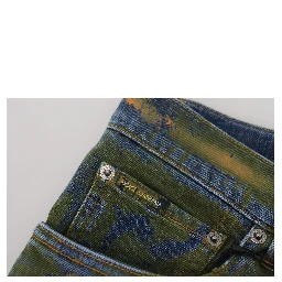 Blue Green Skinny Cotton Denim Jeans