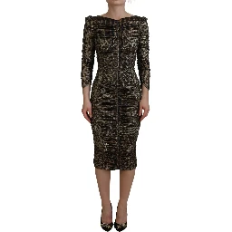 Multicolor Leopard Bodycon Sheath Midi Dress