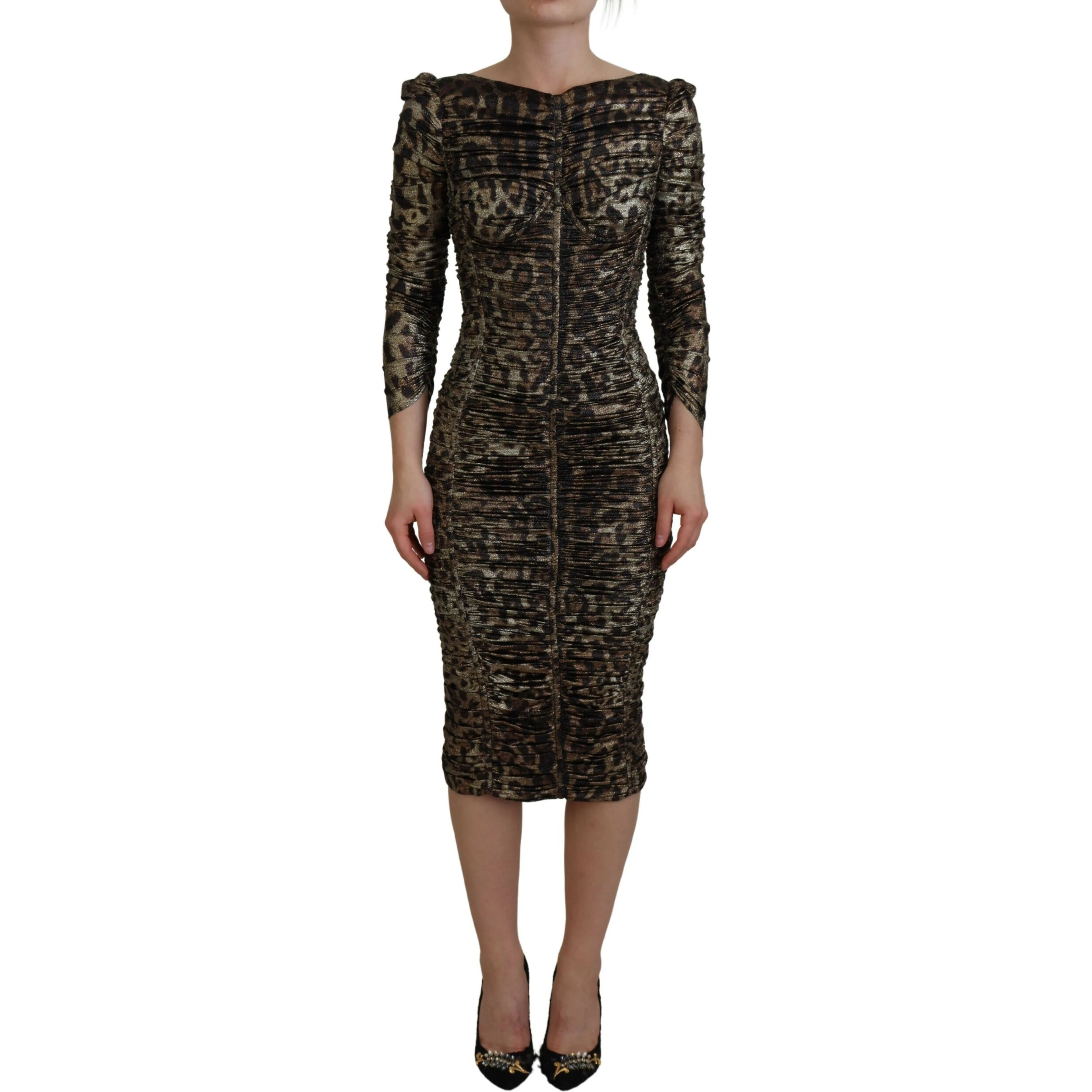 Multicolor Leopard Bodycon Sheath Midi Dress
