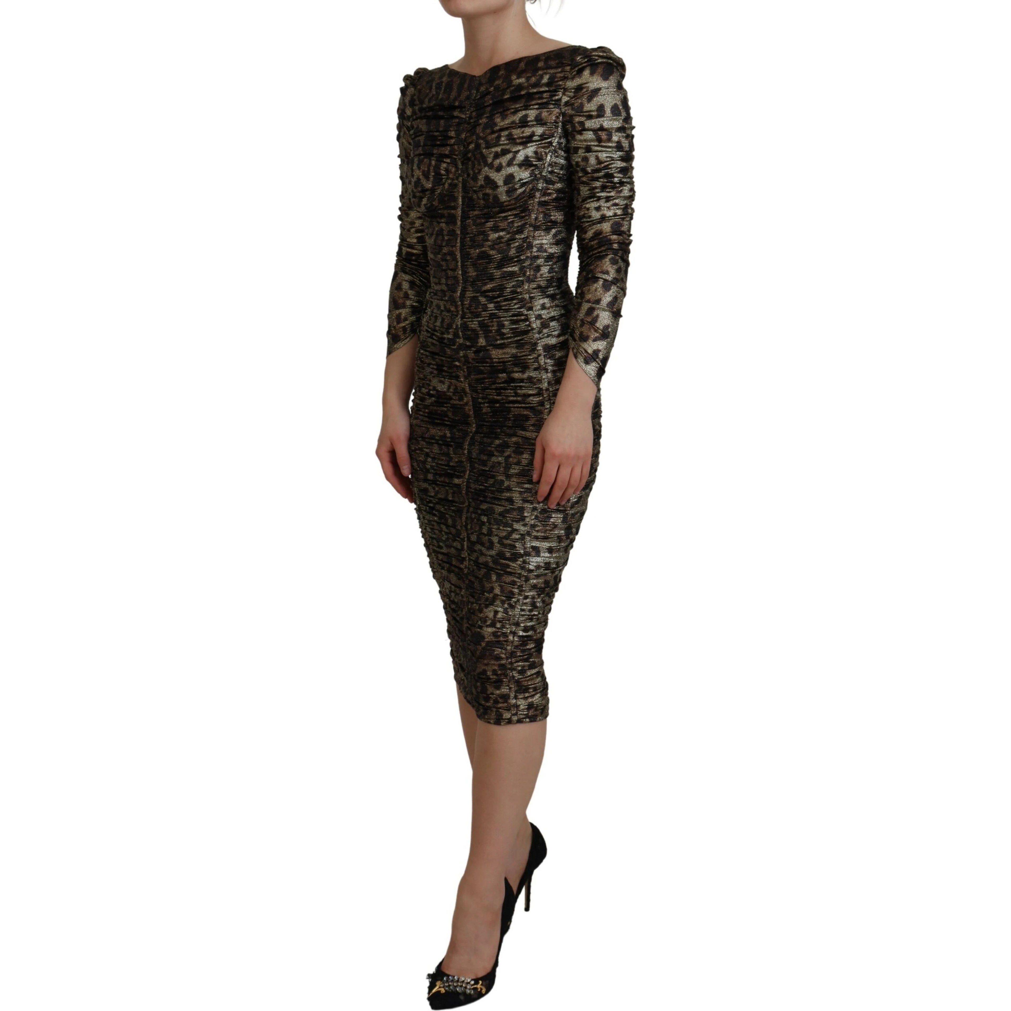 Multicolor Leopard Bodycon Sheath Midi Dress