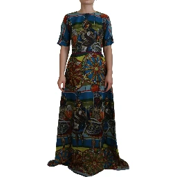Multicolor Sicily Silk A-line Long Gown Dress