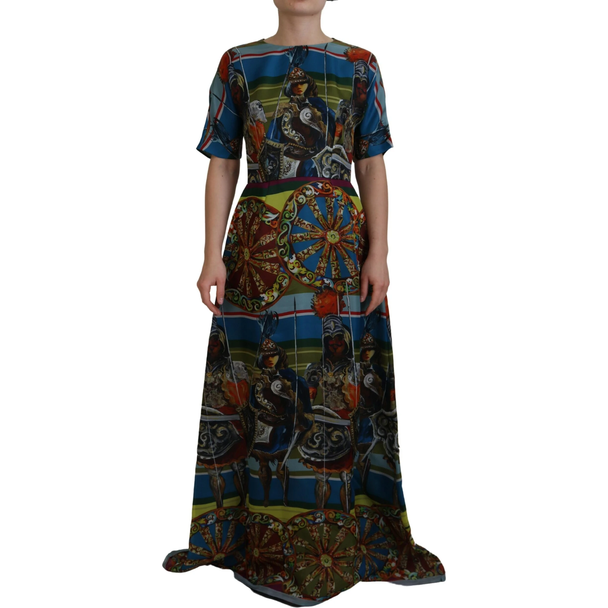 Multicolor Sicily Silk A-line Long Gown Dress