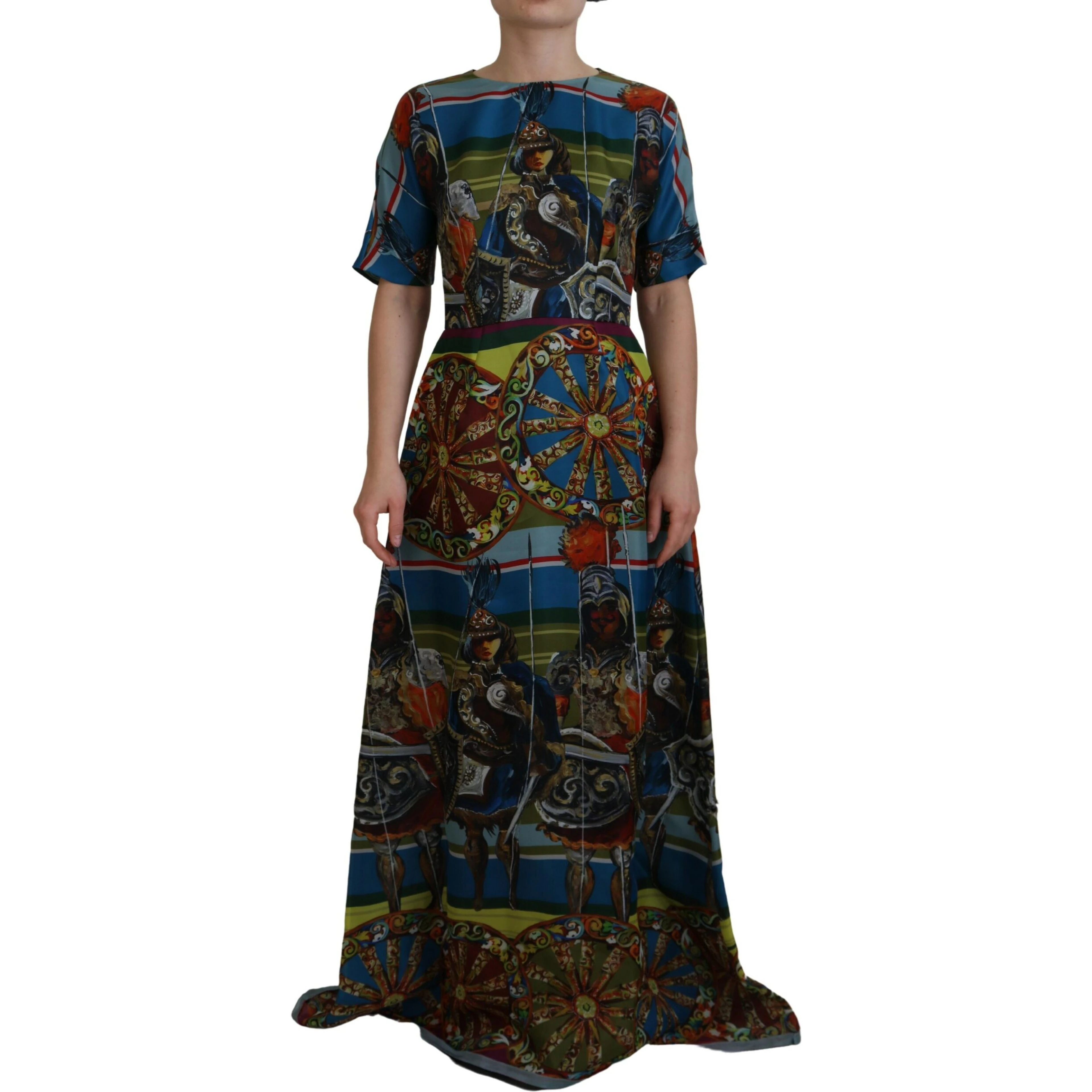 Multicolor Sicily Silk A-line Long Gown Dress