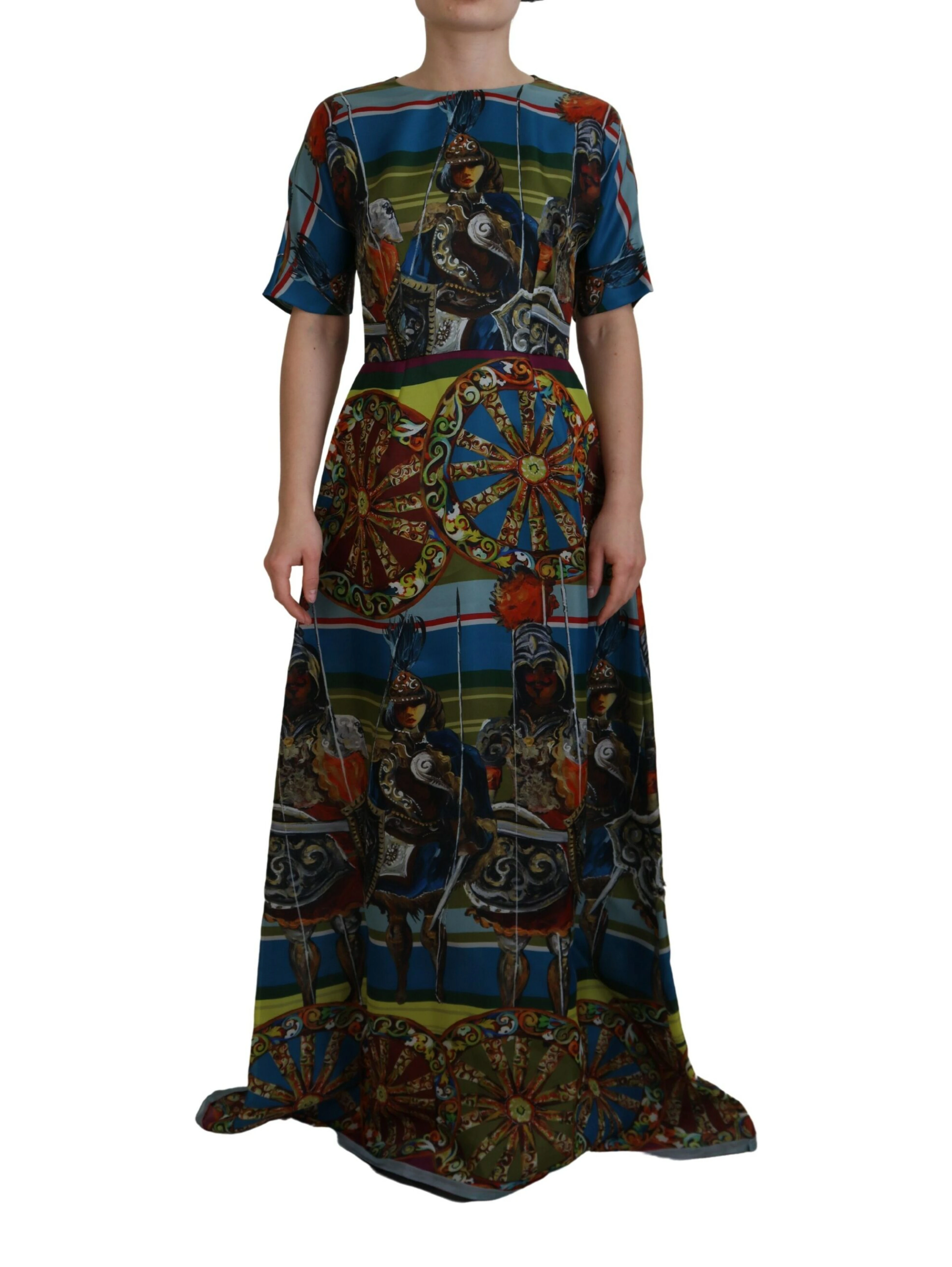 Multicolor Sicily Silk A-line Long Gown Dress