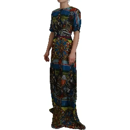 Multicolor Sicily Silk A-line Long Gown Dress