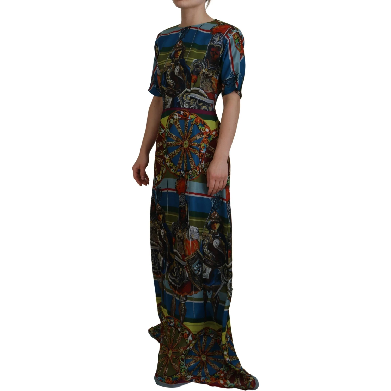 Multicolor Sicily Silk A-line Long Gown Dress